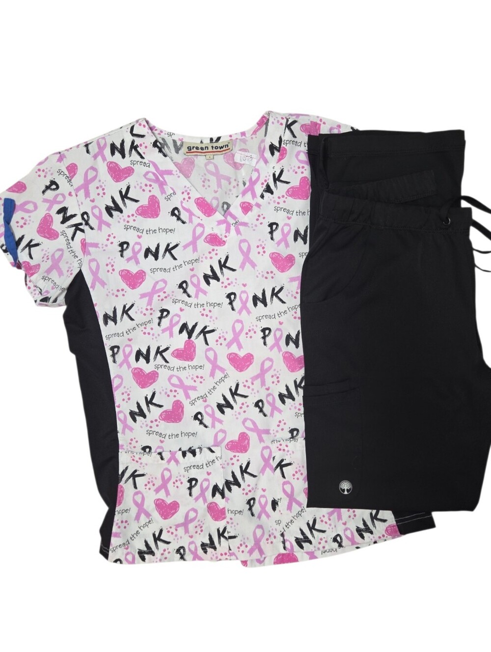 Pink Ribbon Scrub Set